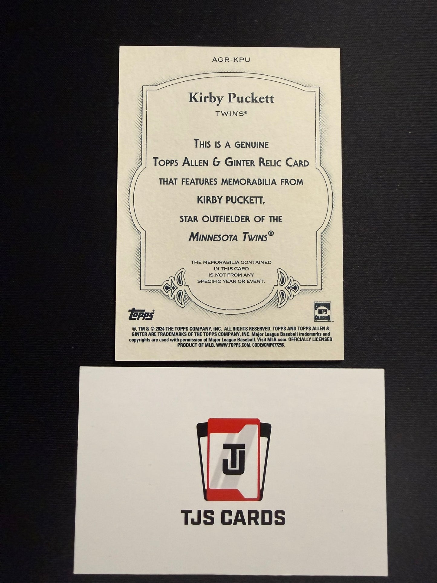 Kirby Puckett - Game-Used Relic - TOPPS Allen & Ginter 2024