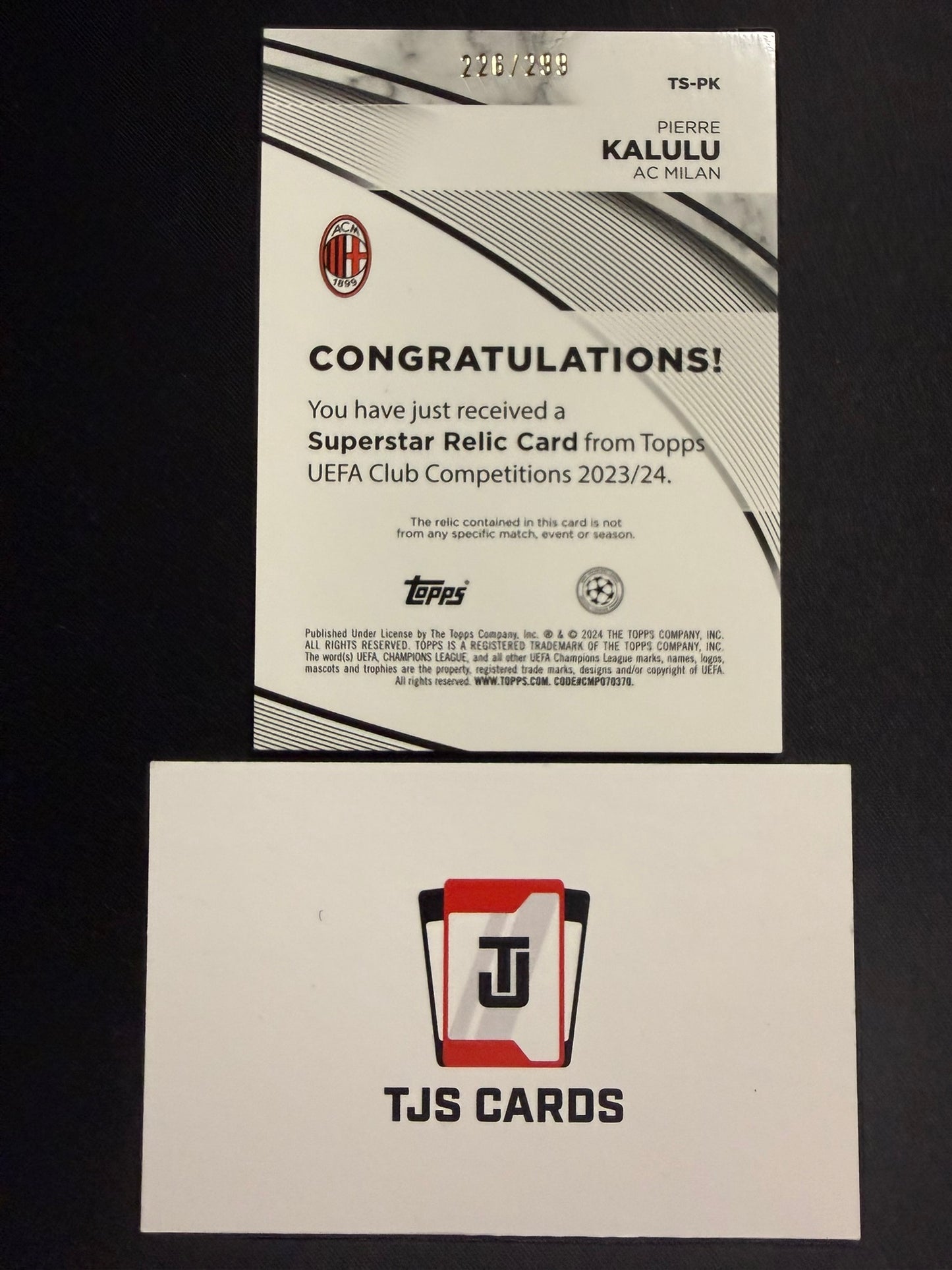 Pierre Kalulu - Match-Worn Patch /299 - TOPPS UCC 2023/24