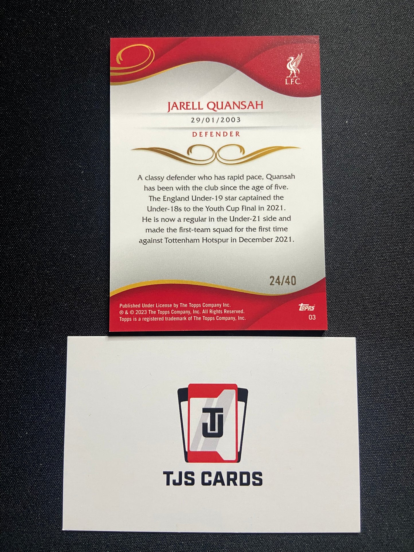 Jarell Quansah - Bronze 1st Bowman /40 - TOPPS Liverpool Lineage 2022/23