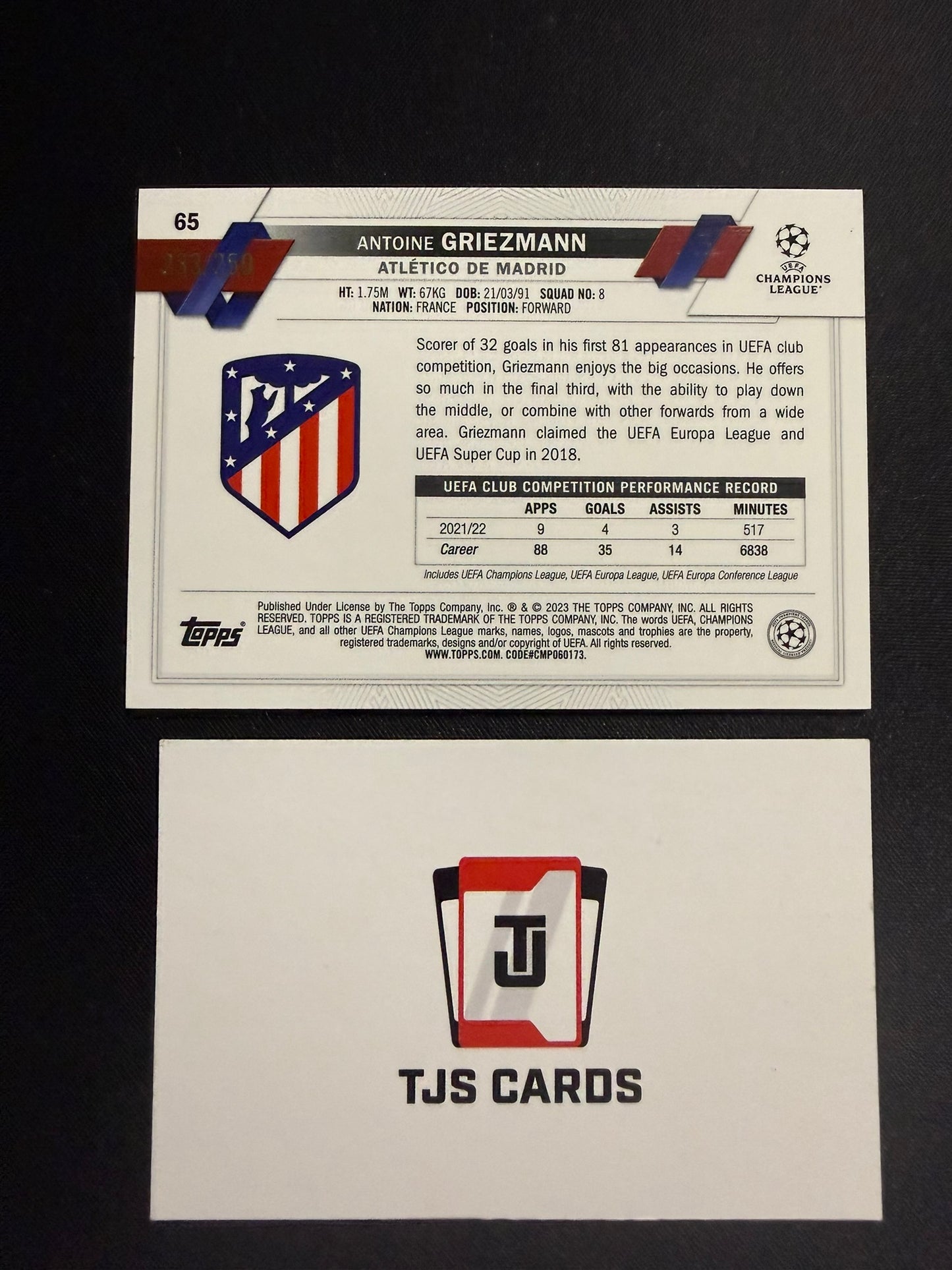 Antoine Griezmann - Pink X-Fractor /250 - TOPPS UCC 2022/23