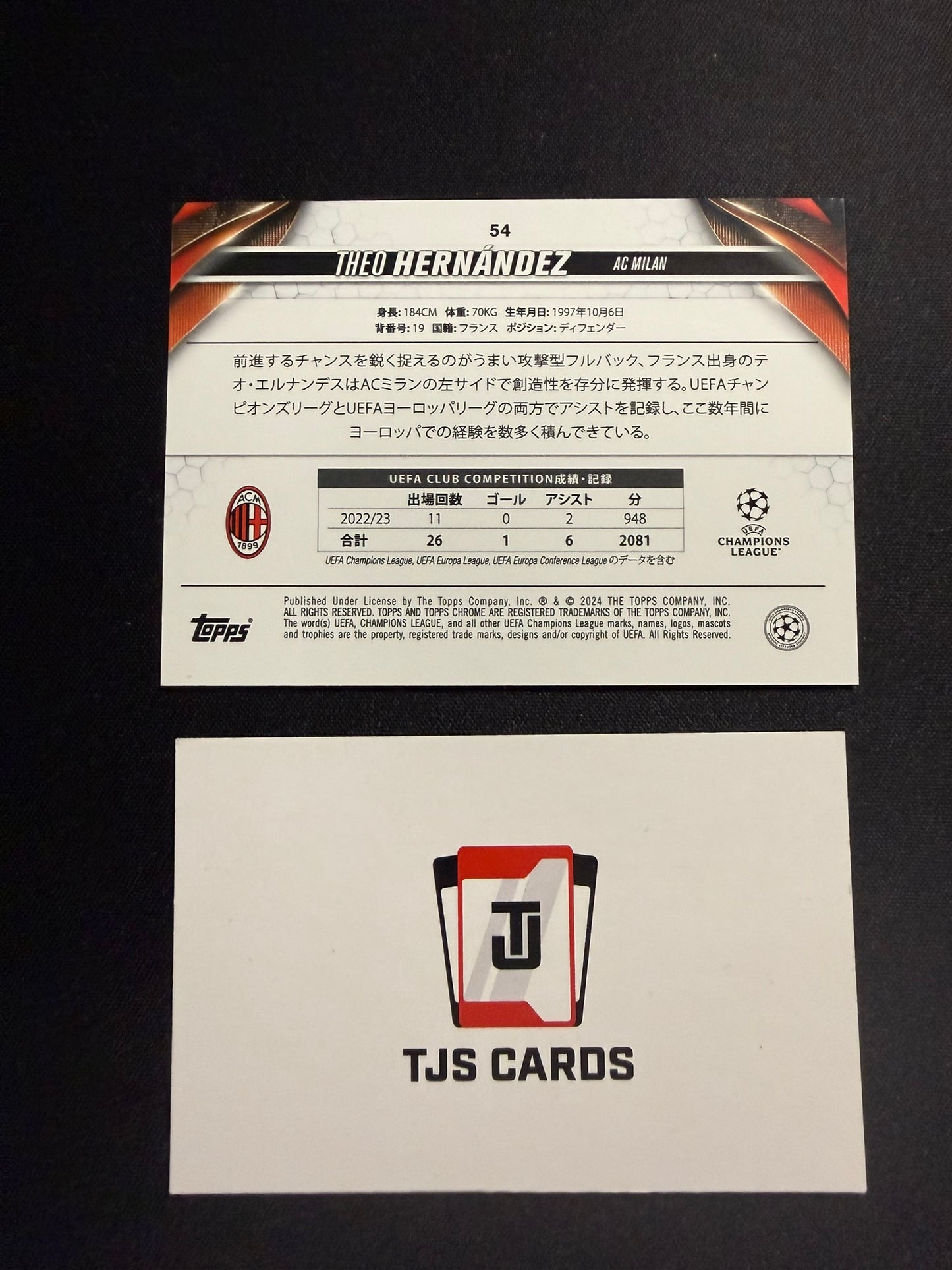 Theo Hernandez - Gold Mojo /50 - TOPPS Japan UCC 2023/24