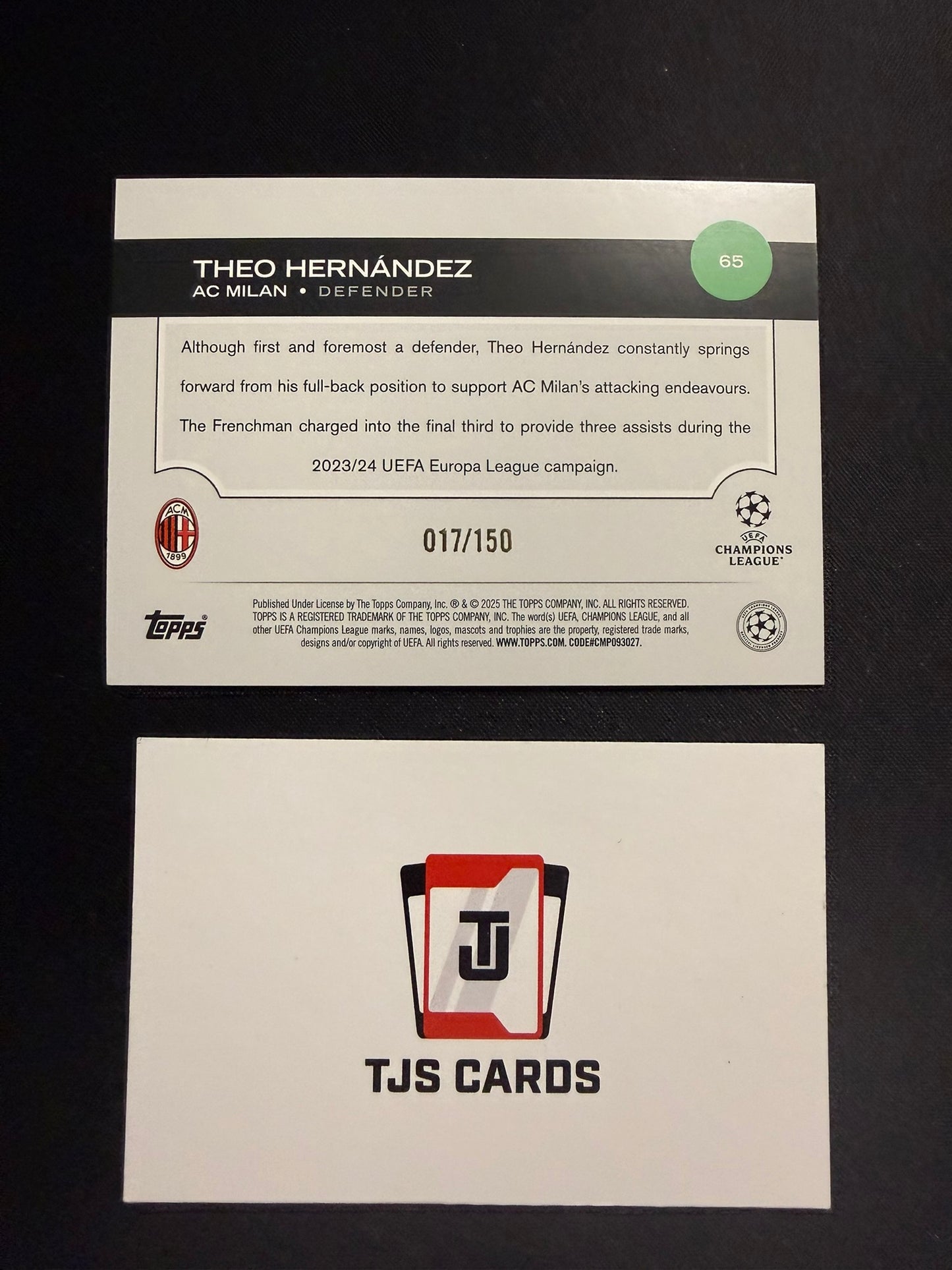 Theo Hernandez - Black & White Icy /150 - TOPPS UCC 2024/25