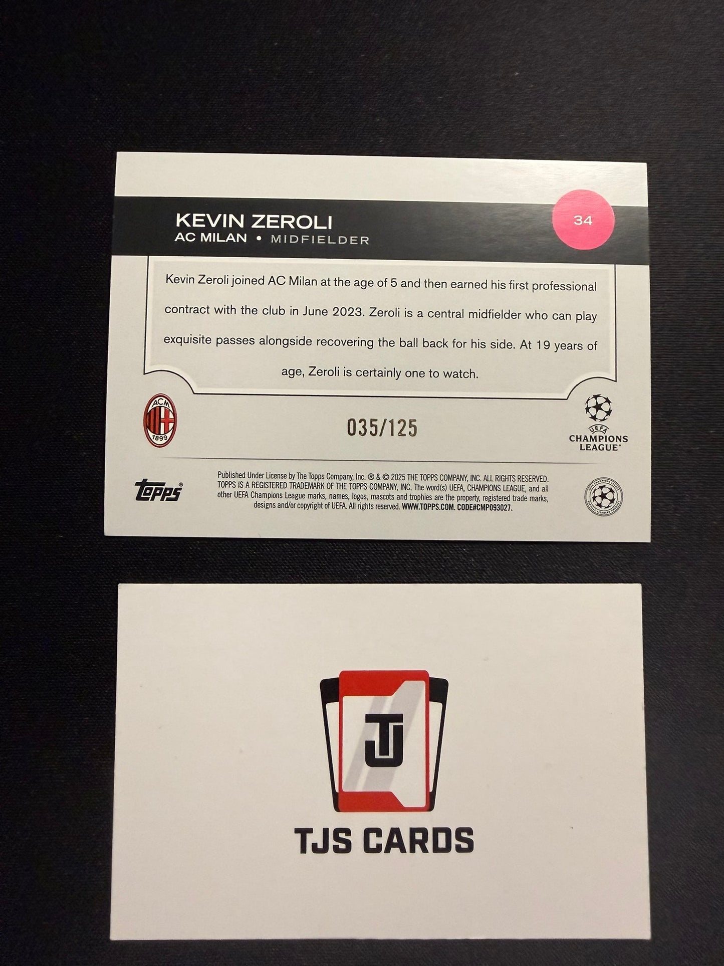 Kevin Zeroli - Rookie Blue /125 - TOPPS UCC 2024/25