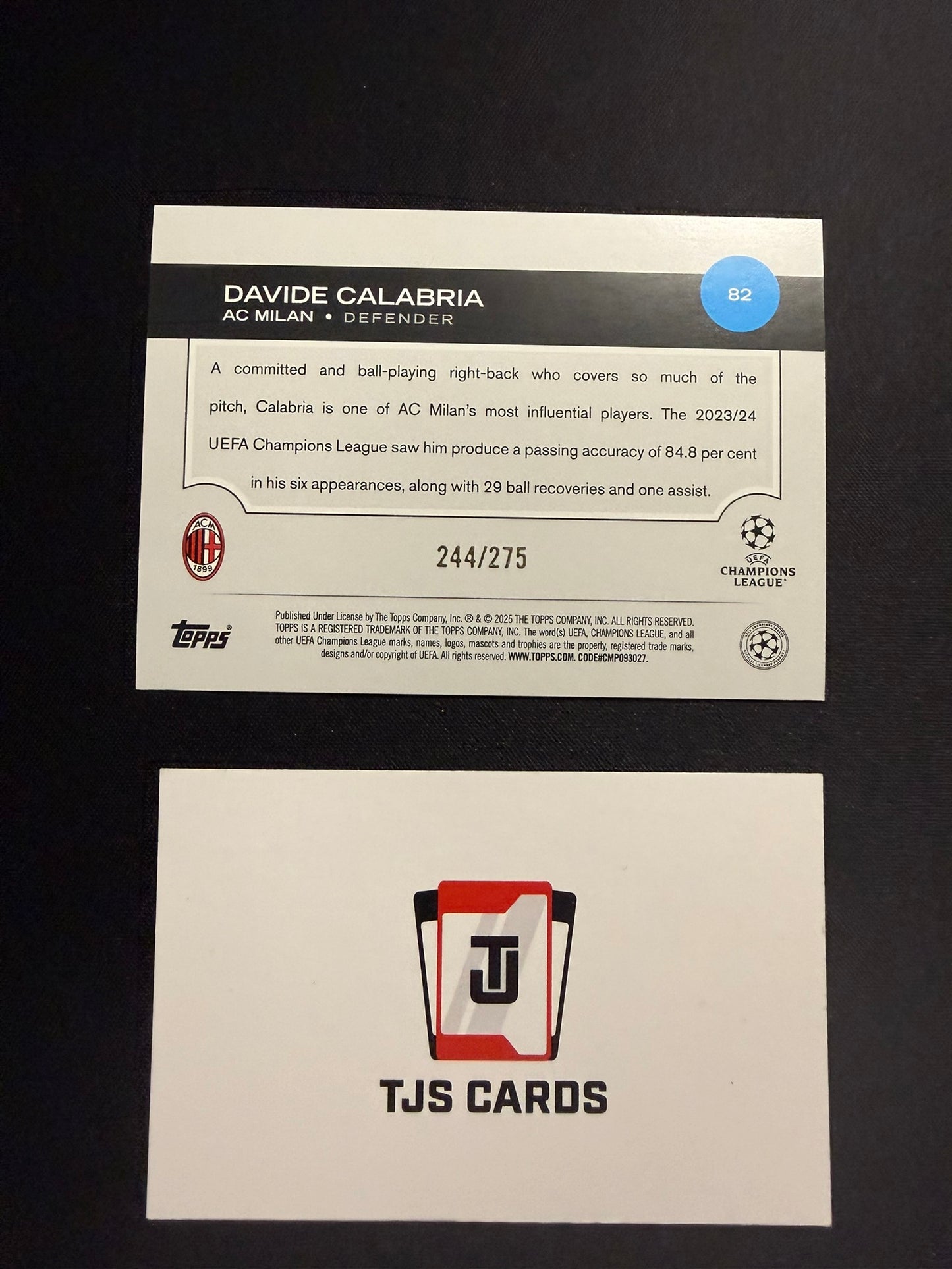 Davide Calabria - Navy Blue /275 - TOPPS UCC 2024/25