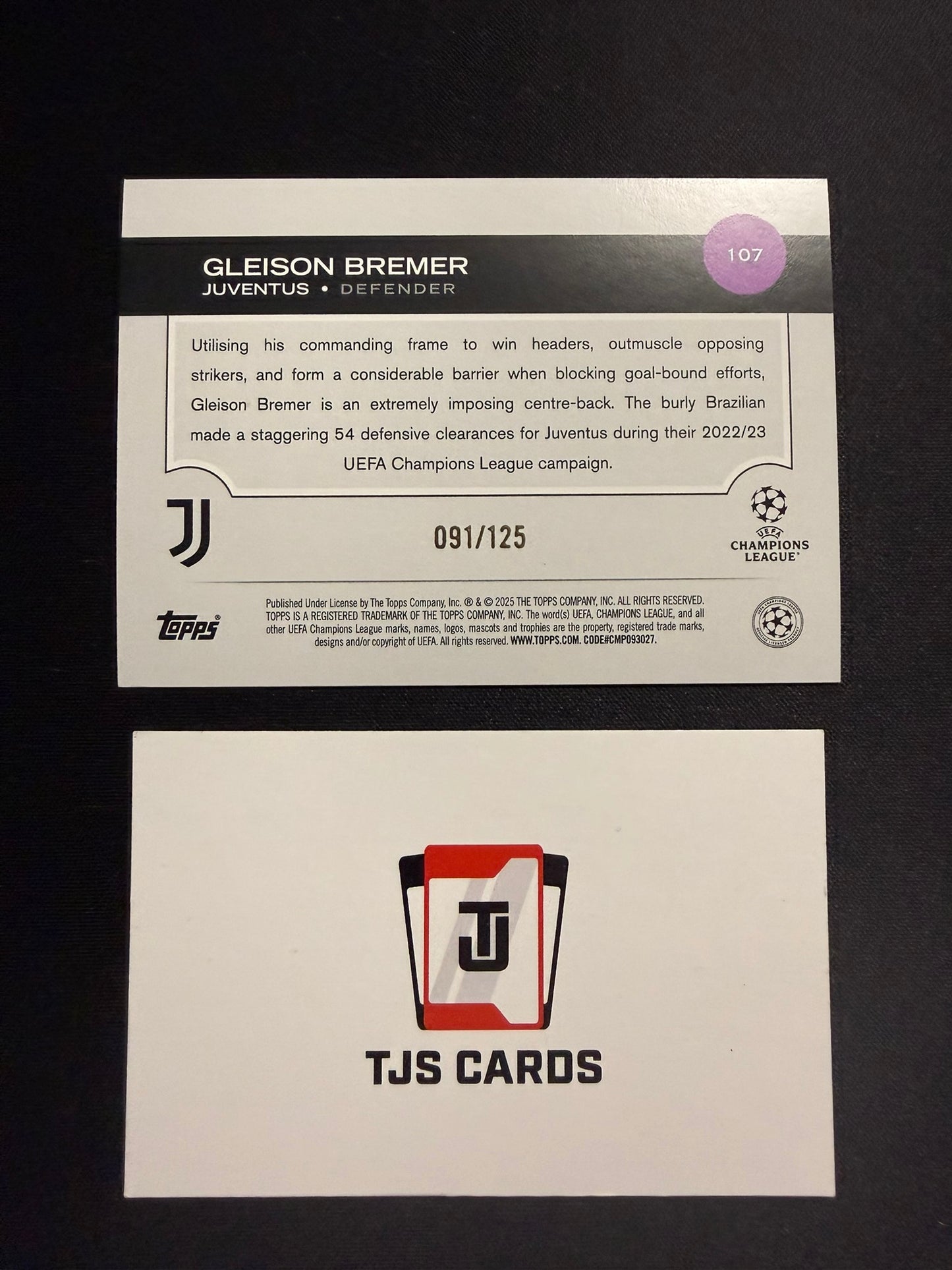Gleison Bremer - Blue /125 - TOPPS UCC 2024/25