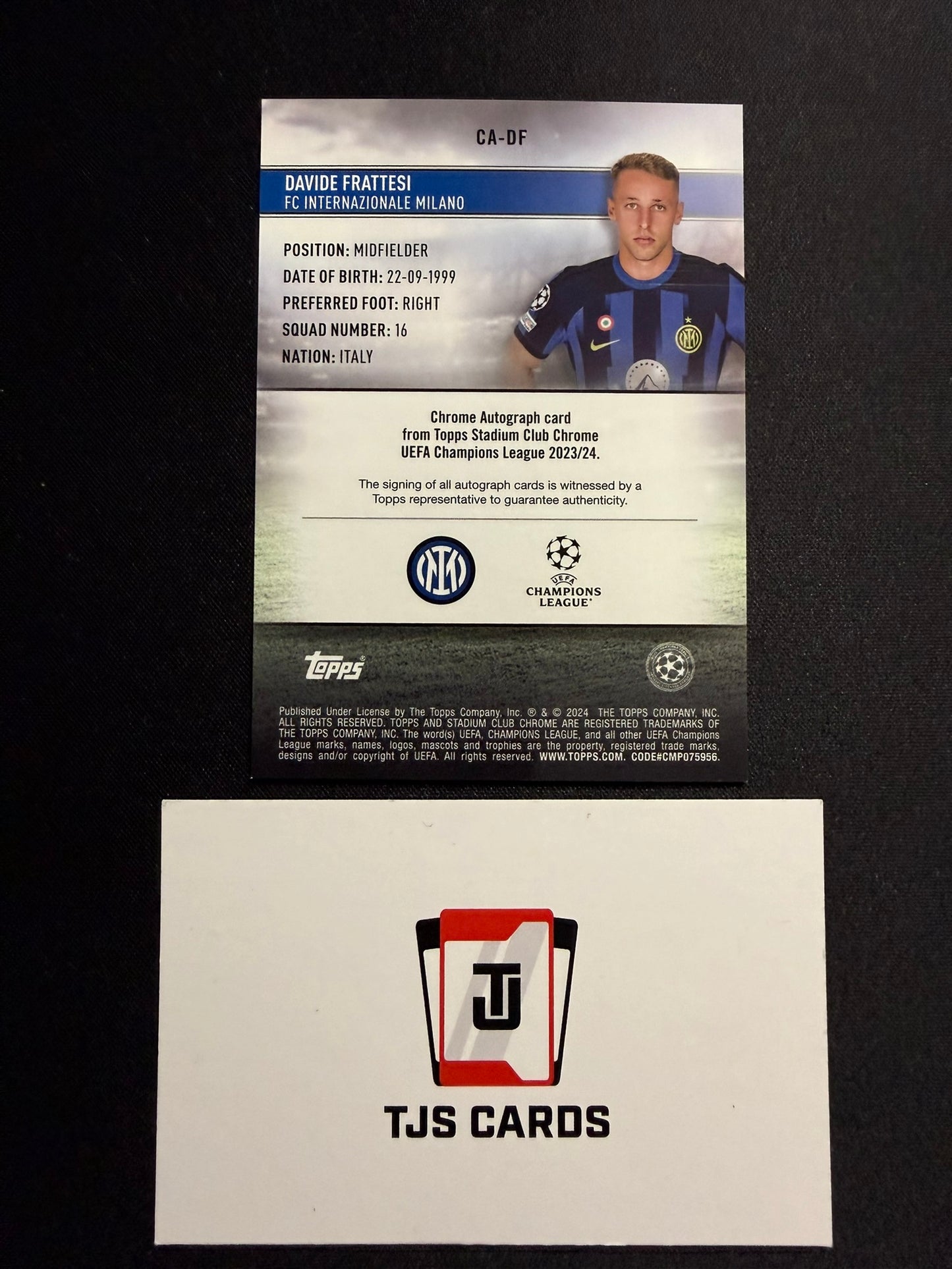 Davide Frattesi - Auto - TOPPS Stadium Club Chrome UCL 2023/24