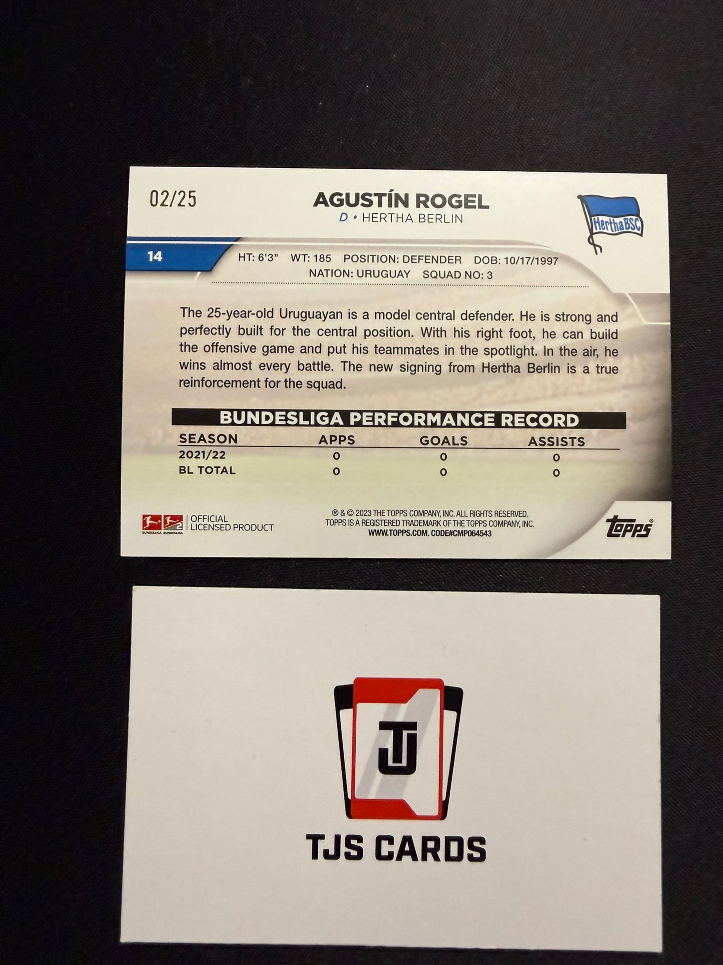 Agustin Rogel - Orange /25 - TOPPS Bundesliga Jade 2022/23