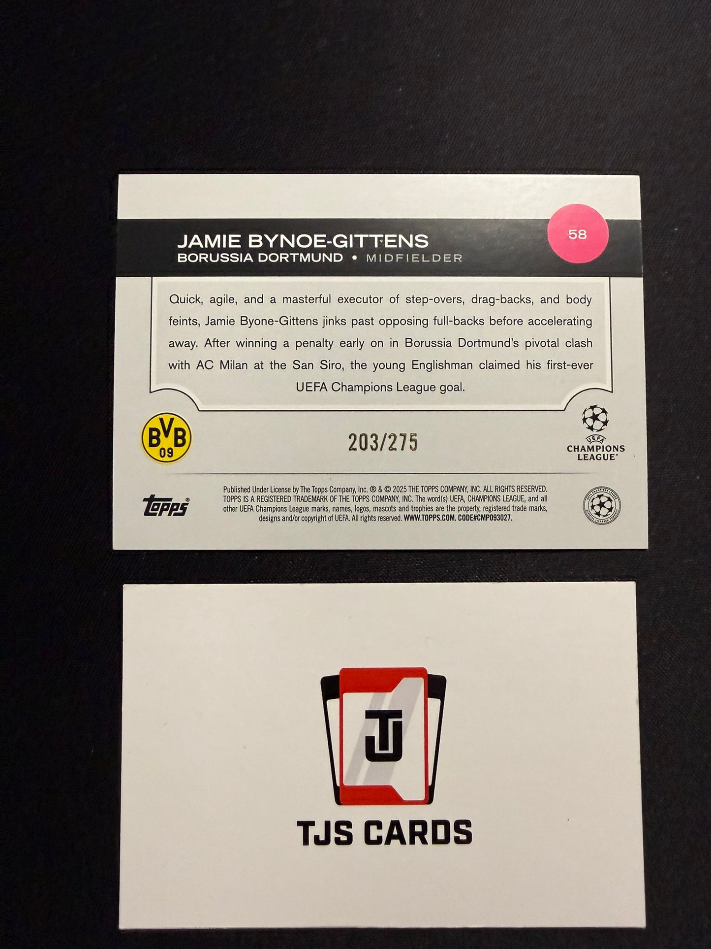 Jamie Bynoe-Gittens - Navy Blue /275 - TOPPS UCC 2024/25