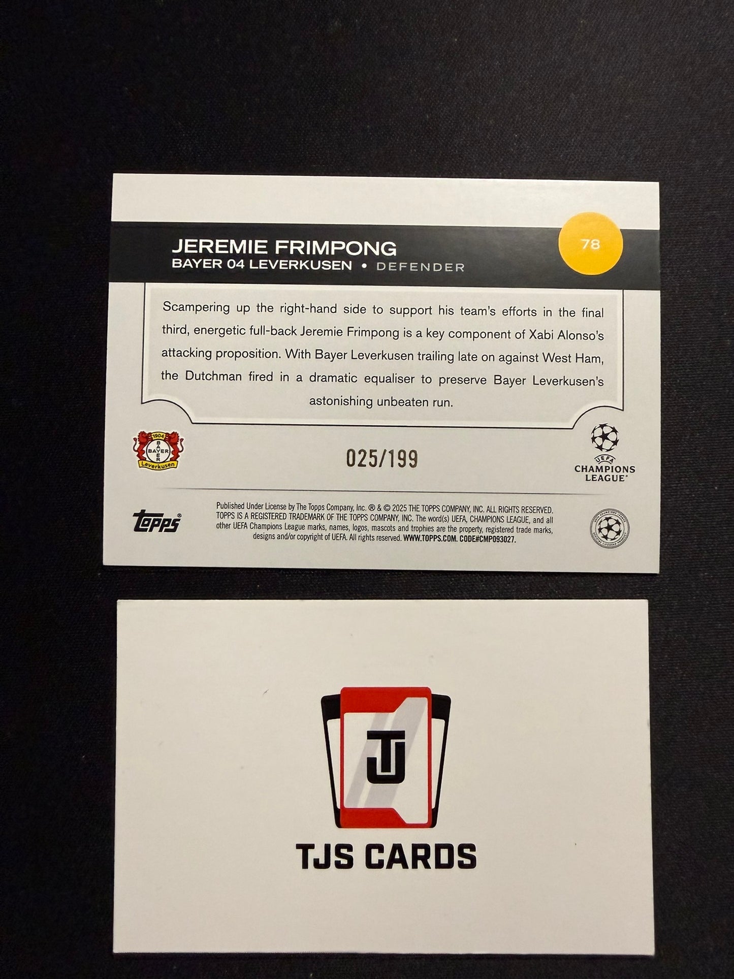 Jeremie Frimpong - Neon Green /199 - TOPPS UCC 2024/25