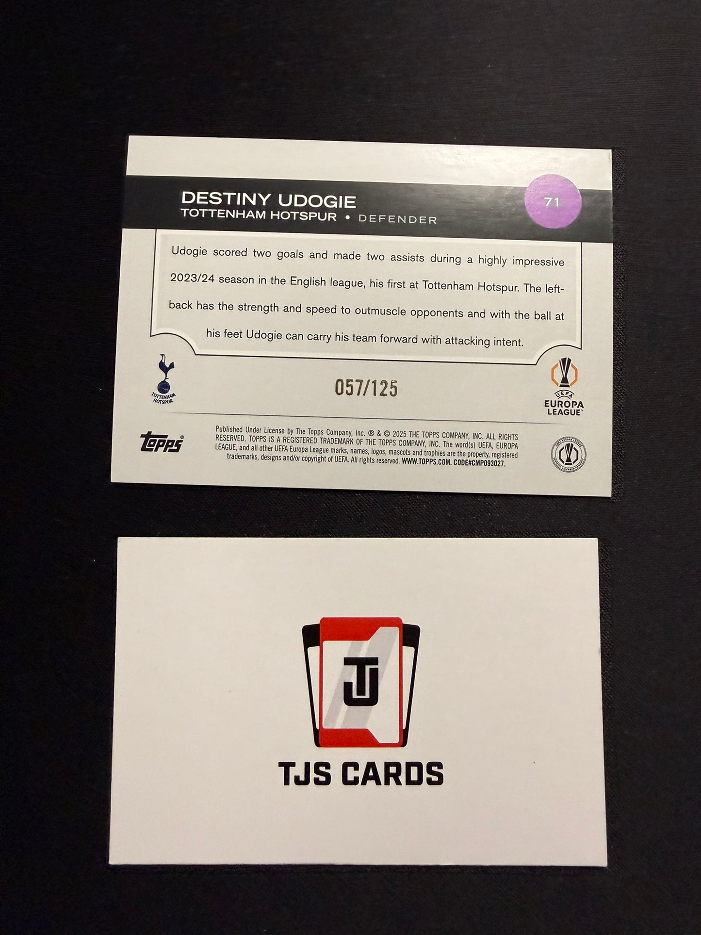 Destiny Udogie - Blue /125 - TOPPS UCC 2024/25