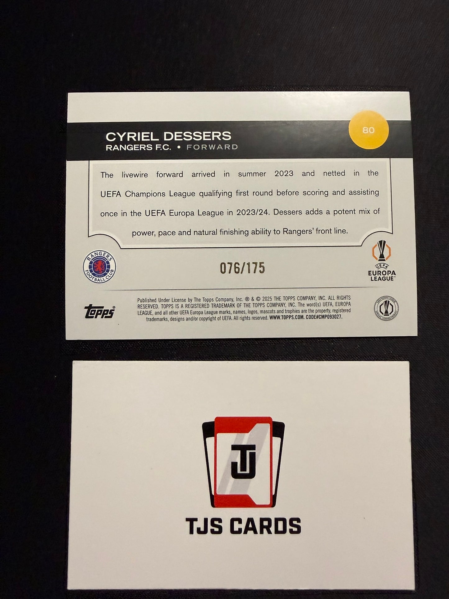Cyriel Dessers - Yellow /175 - TOPPS UCC 2024/25