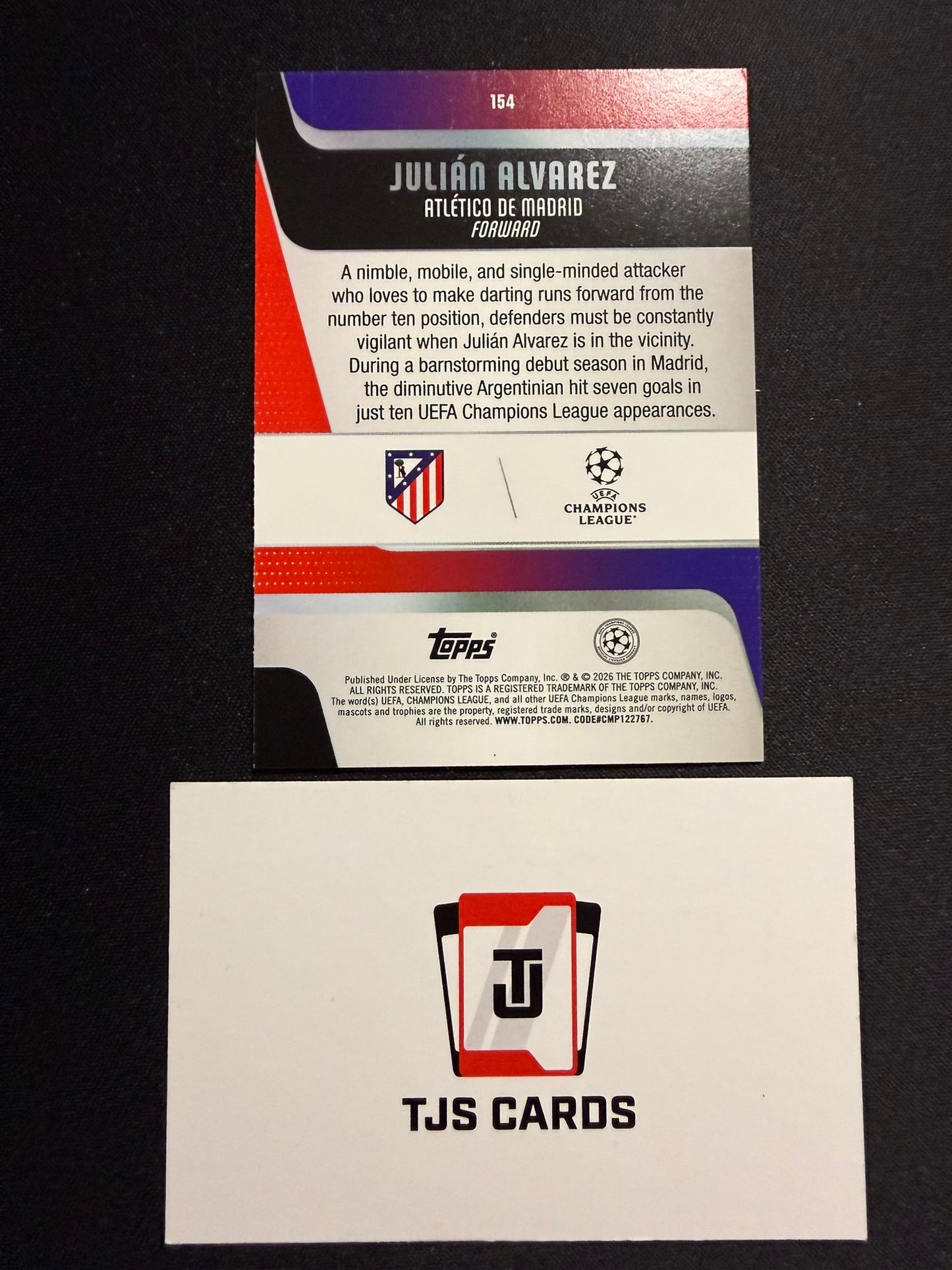 Julian Alvarez - Blue Raindrop /150 - TOPPS UCC 2025/26