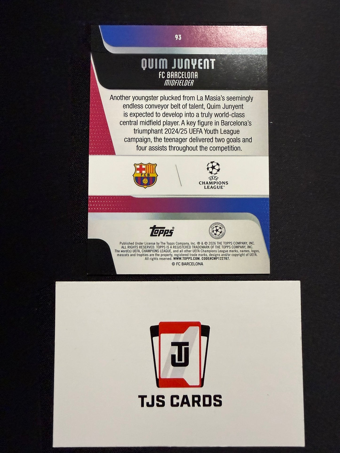 Quim Junyent - Rookie Black & White Raindrop /75 - TOPPS UCC 2025/26