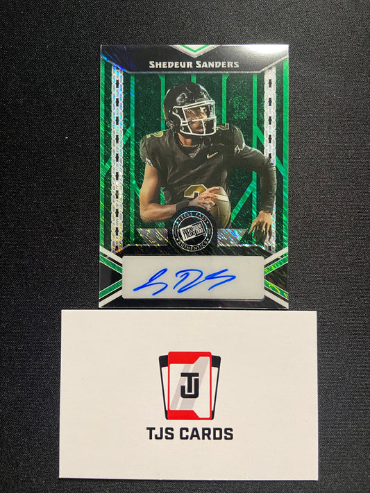 Shedeur Sanders - Green Shimmer Auto /6 - Leaf Metal 2024