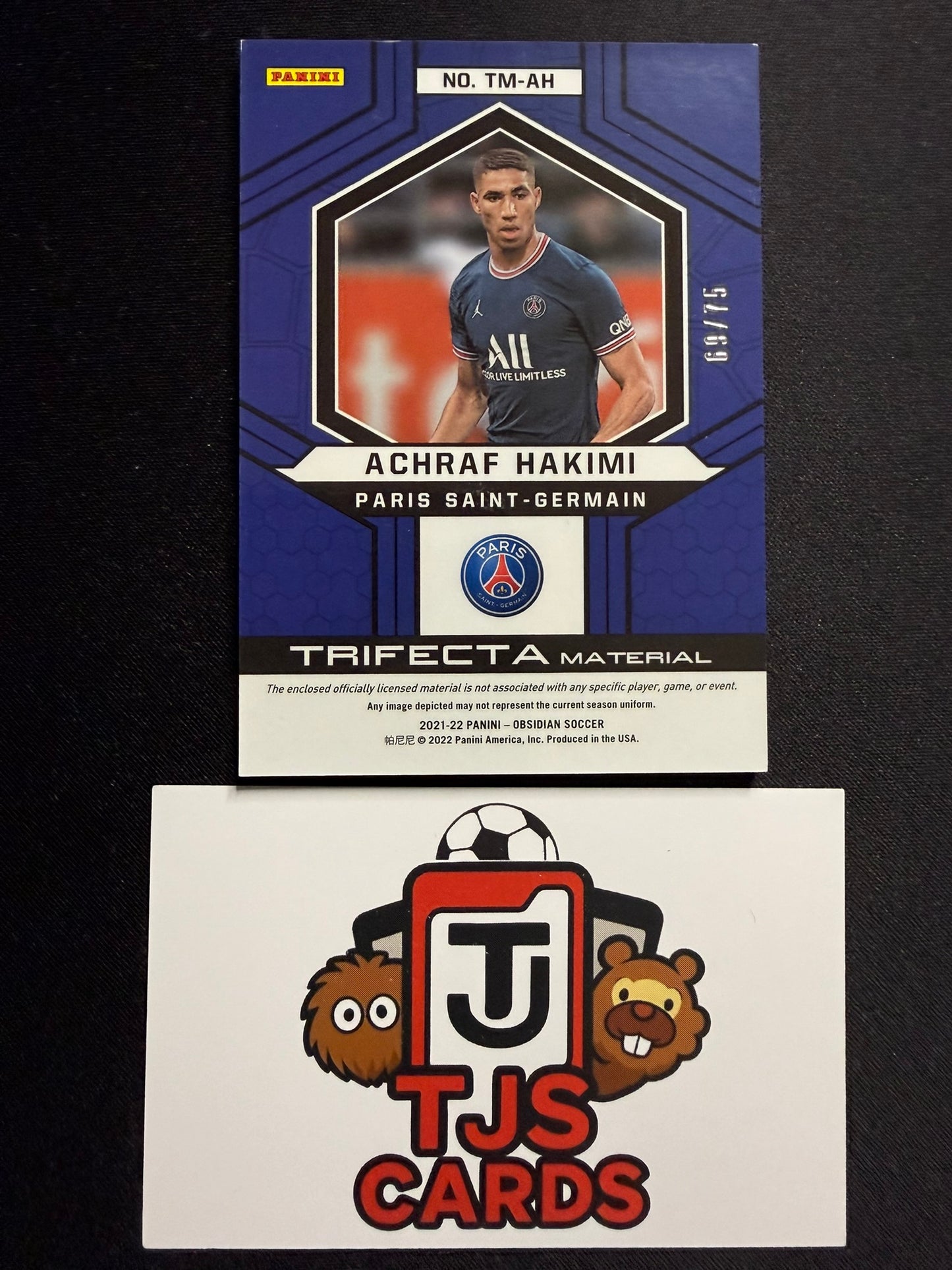 Achraf Hakimi - Trifecta Material Triple Patch /75 - Panini Obsidian 2021/22