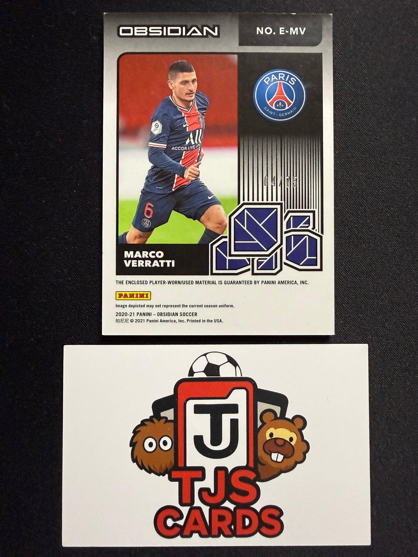 Marco Verratti - Eruption Player-Worn Patch /75 - Panini Obsidian 2020/21