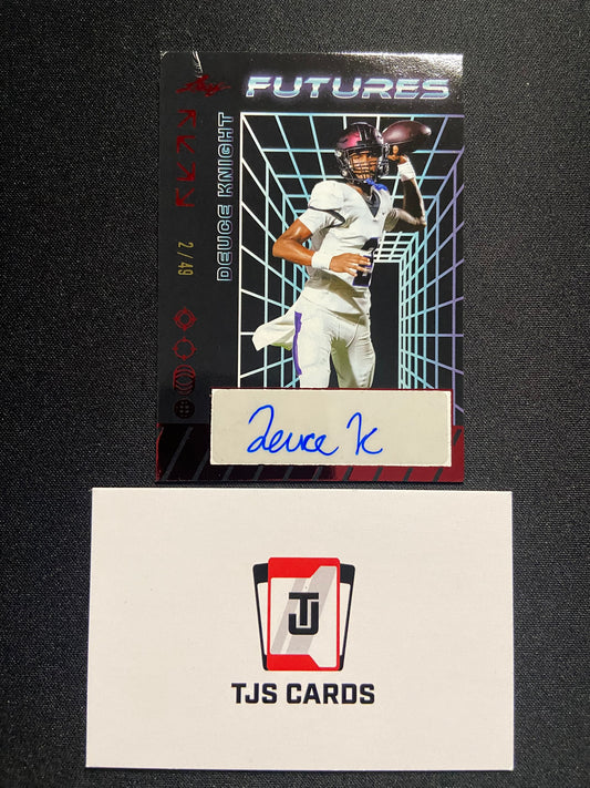 Deuce Knight - Red Auto 2/49 - Leaf Futures 2024