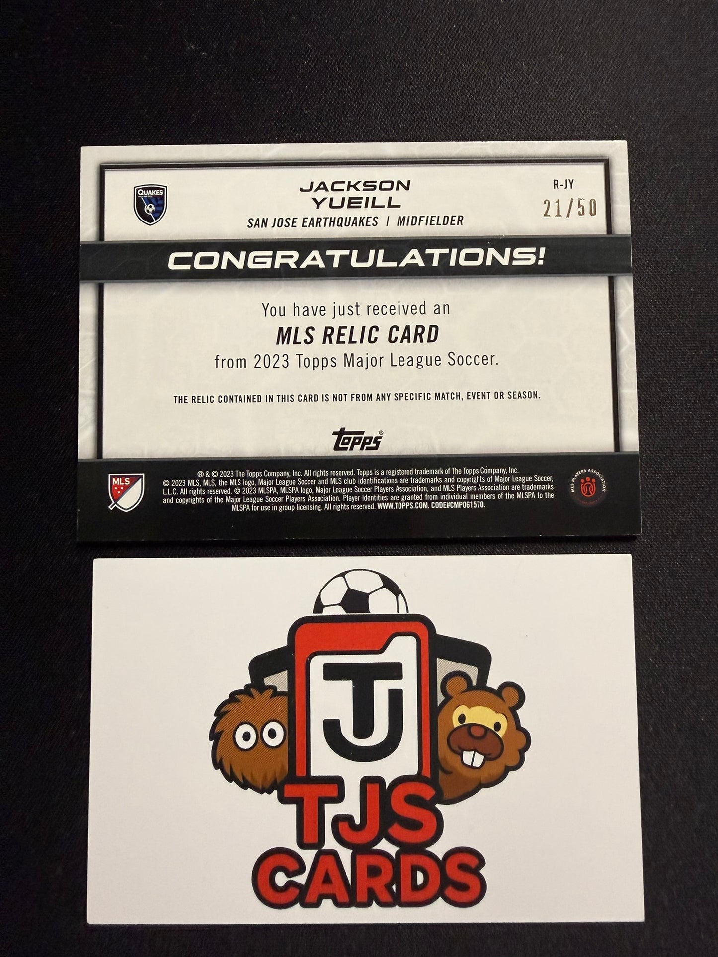 Jackson Yueill - Match-Worn Patch /50 - TOPPS MLS 2023