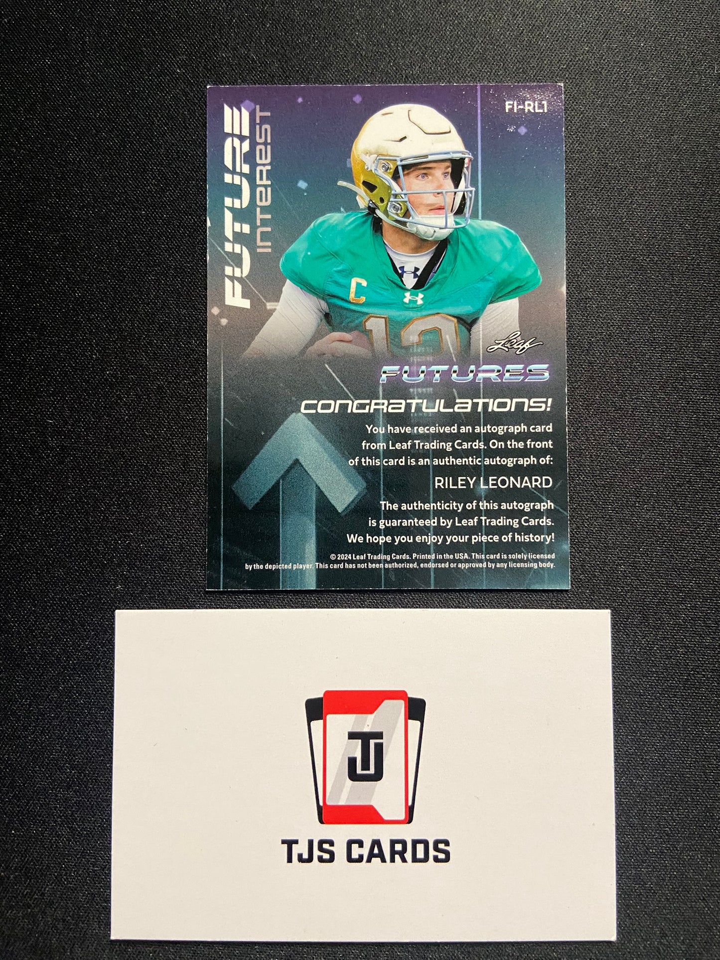 Riley Leonard - Green Interest Auto /8 - Leaf Futures 2024