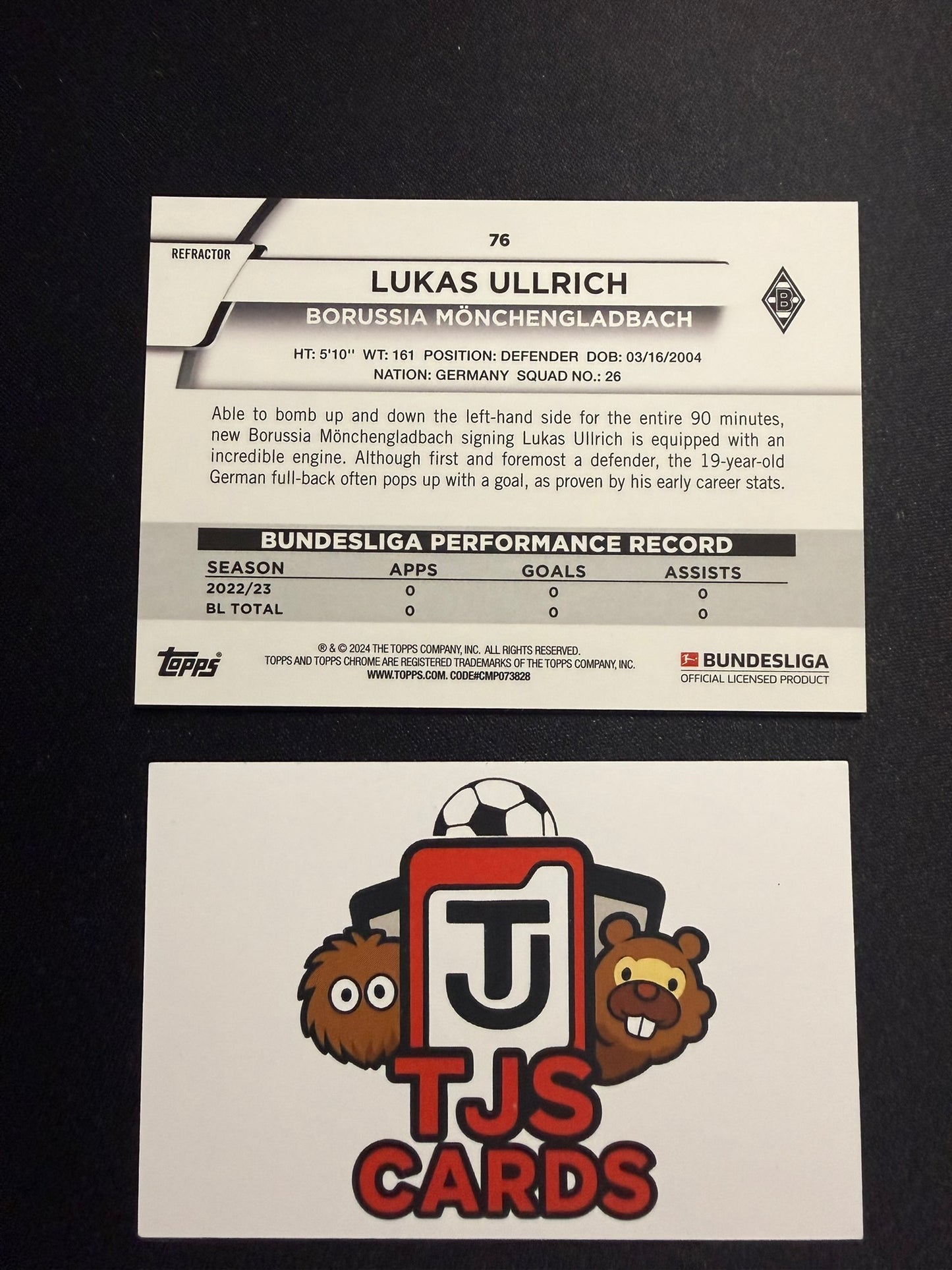 Lukas Ullrich - Rookie X-Fractor /250 - TOPPS Bundesliga Chrome 2023/24