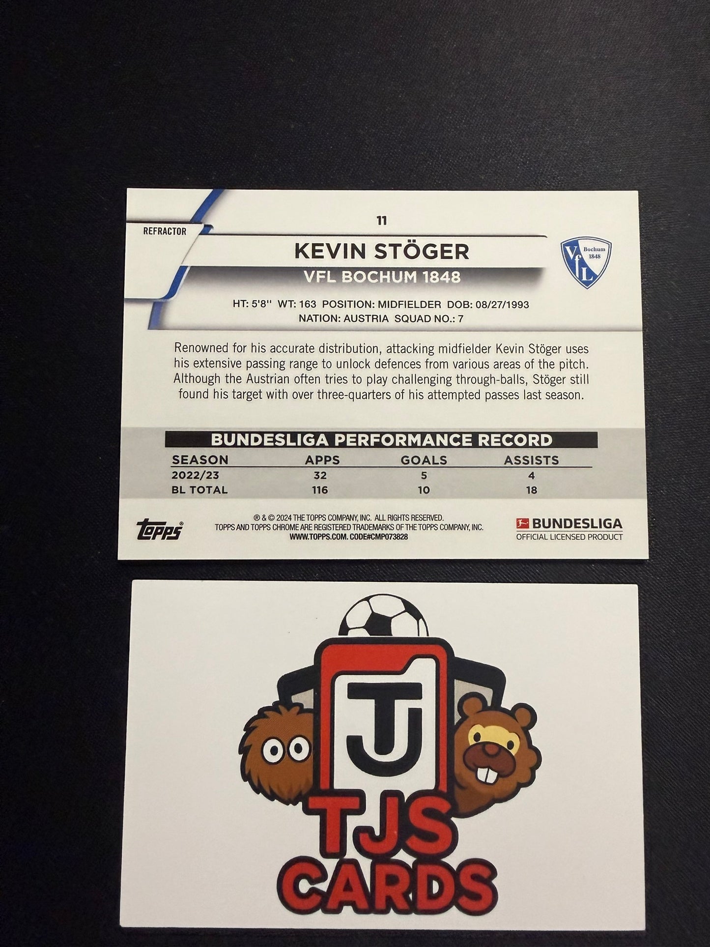 Kevin Stoger - Blue /175 - TOPPS Bundesliga Chrome 2023/24