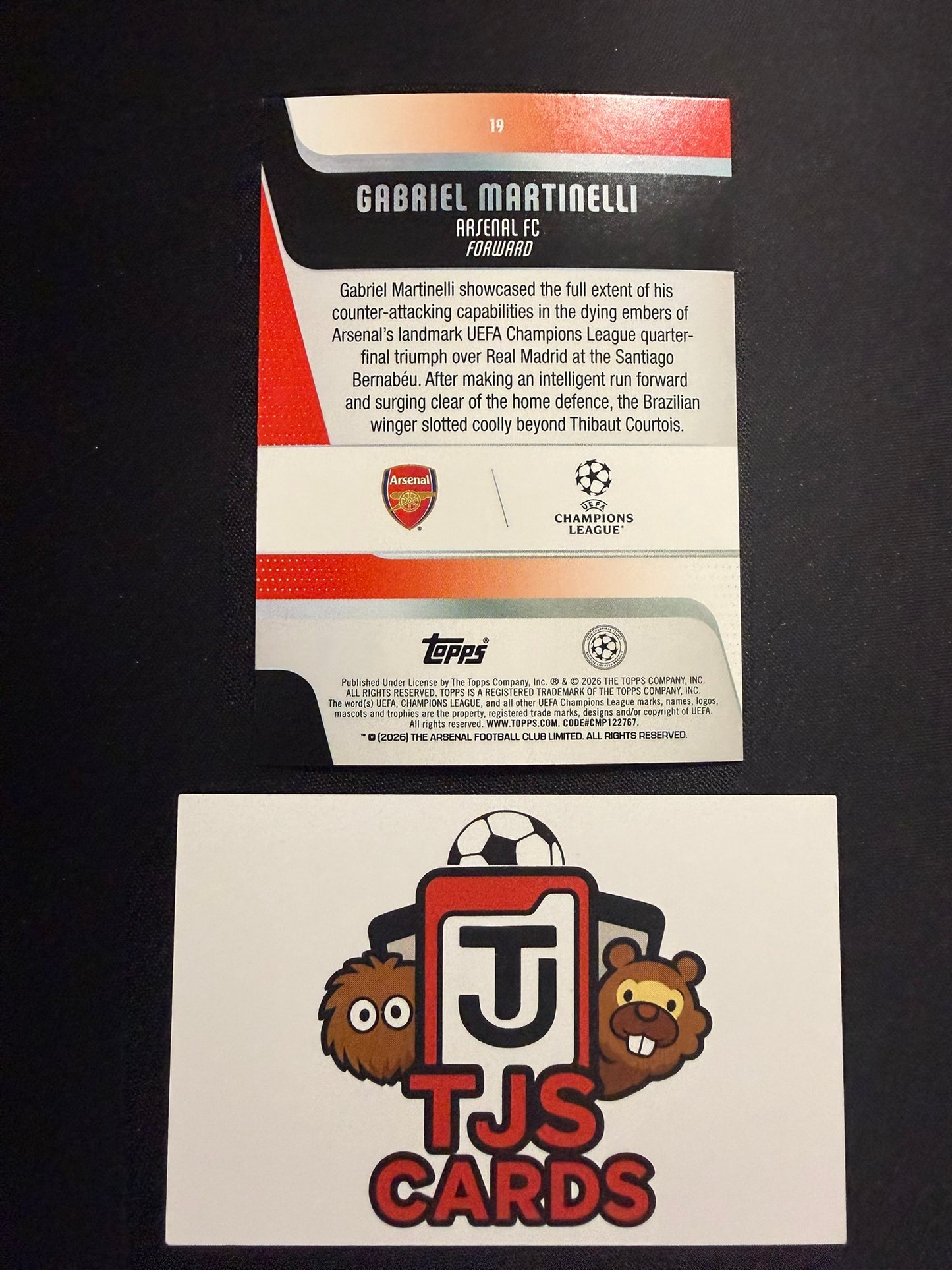 Gabriel Martinelli - Purple Sparkle /250 - TOPPS UCC 2025/26