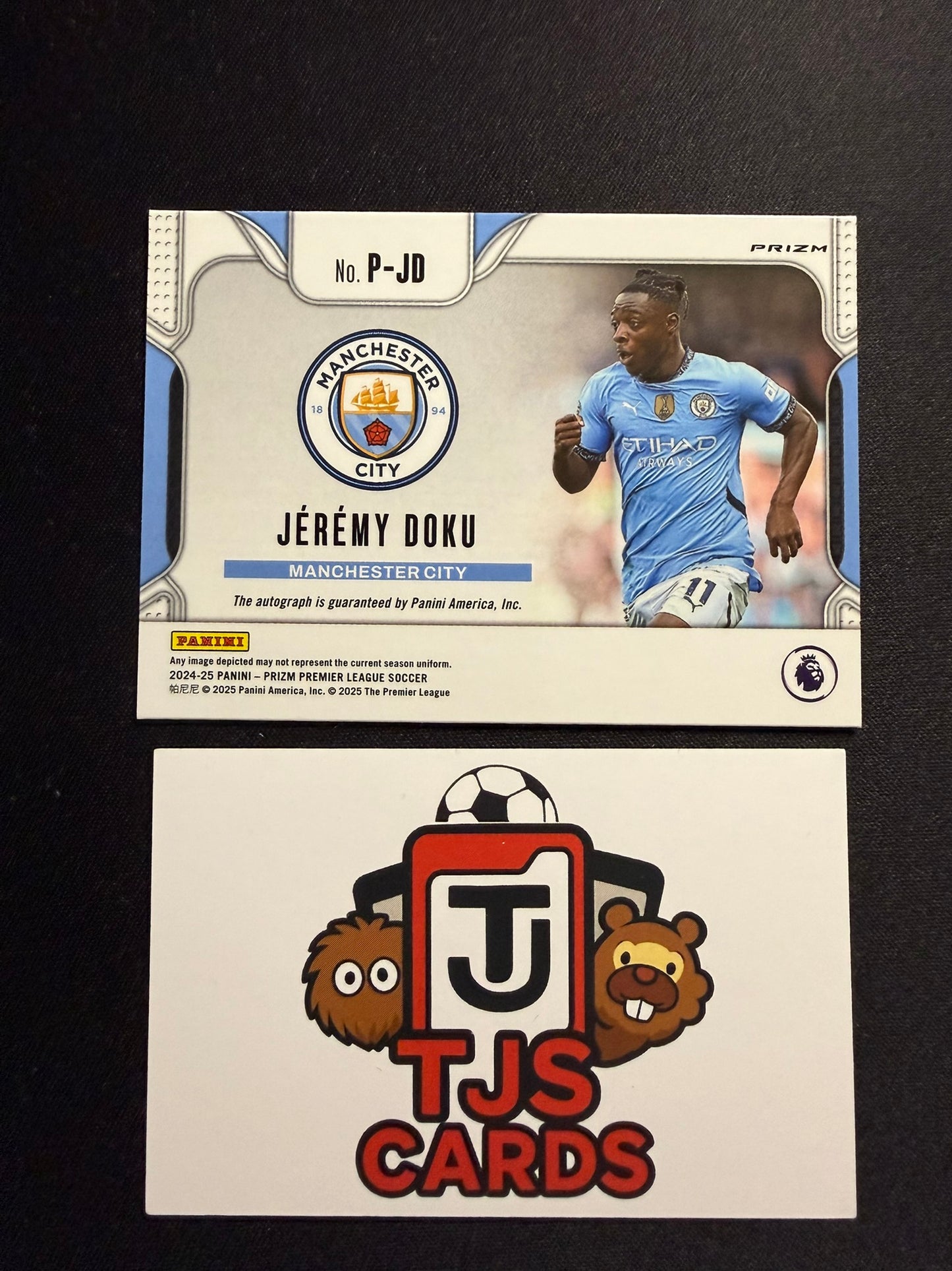 Jeremy Doku - Green Pulsar Auto - Panini Prizm Premier League 2024/25