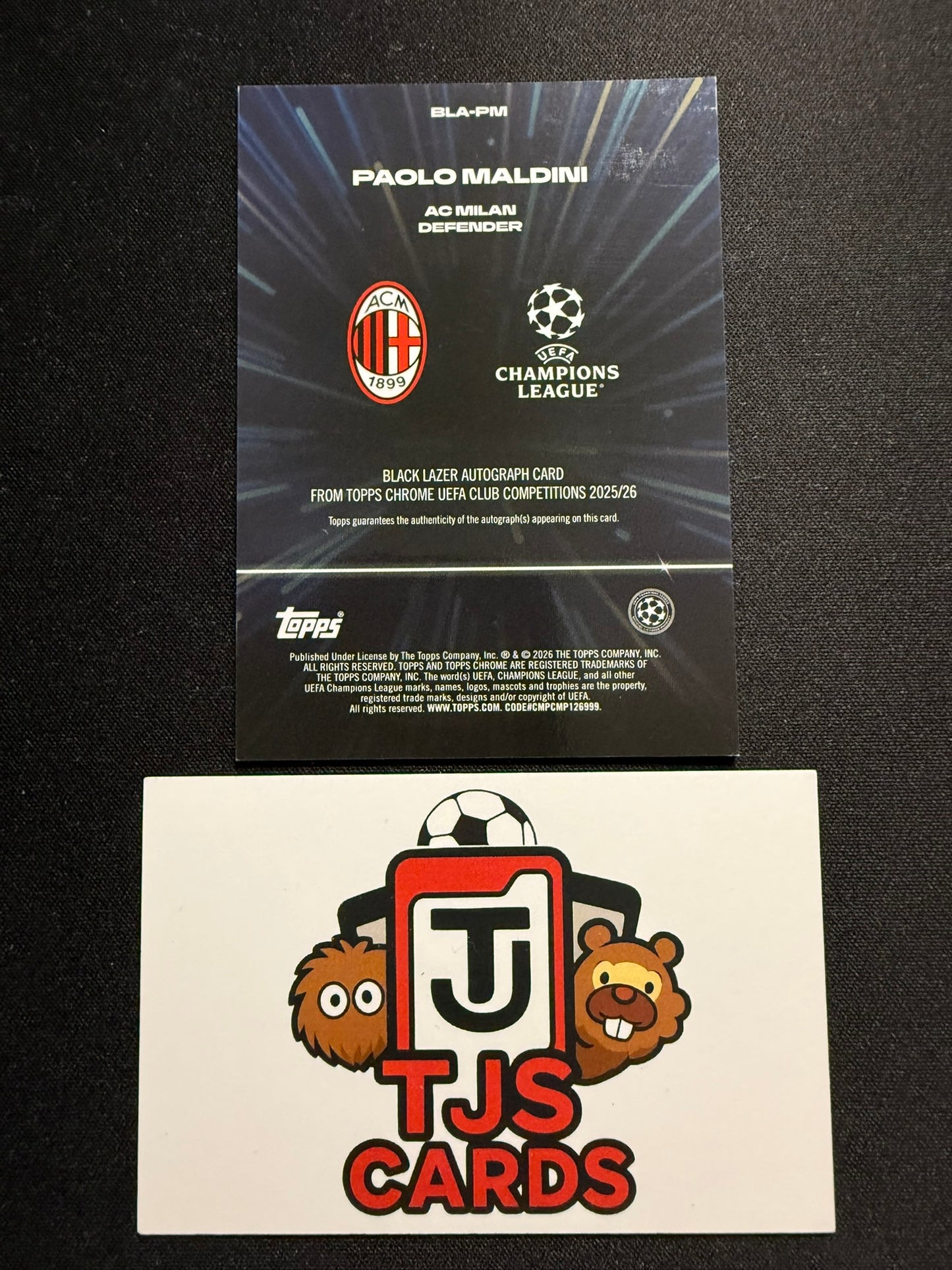 Paulo Maldini - Purple Black Lazer Auto /75 - TOPPS Chrome UCC 2025/26