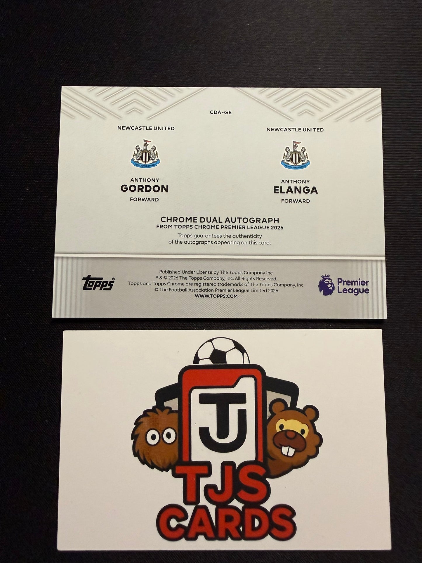 Anthony Gordon / Anthony Elanga - Dual Auto - TOPPS Chrome Premier League 2026
