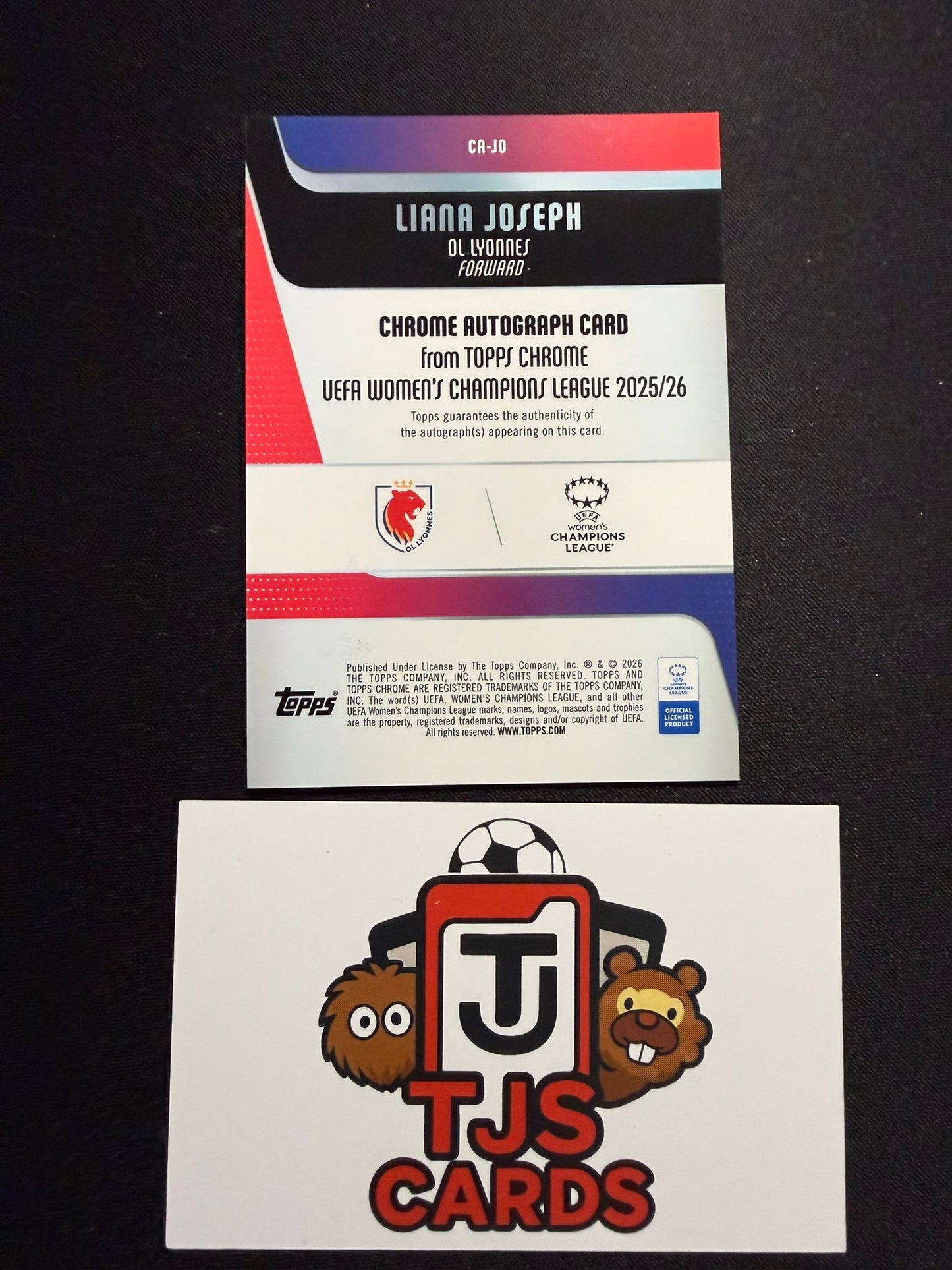 Liana Joseph - Rookie Black Auto /10 - TOPPS Chrome UWCL 2025/26