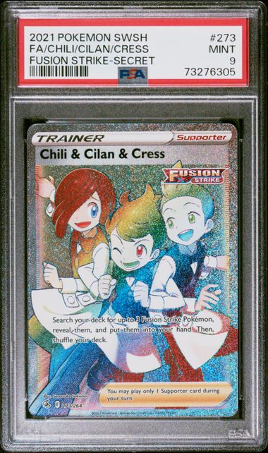 Chili & Cilan & Cress - PSA 9 - Rainbow Secret Rare - Fusion Strike 273/264 - Pokemon