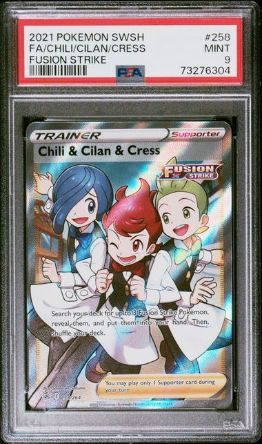 Chili & Cilan & Cress - PSA 9 - Full Art - Fusion Strike 258/264 - Pokemon