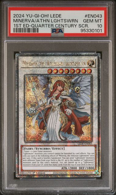 Minerva, The Athenian Lightsworn - PSA 10 LEDE-EN043 - Quarter Century Secret Rare 1st Edition Legacy Of Destruction - YuGiOh