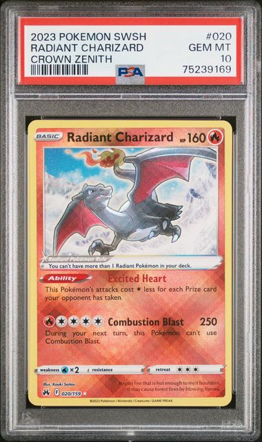 Radiant Charizard - PSA 10 - Radiant - Crown Zenith 020/159 - Pokemon