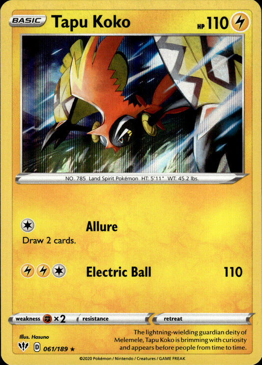 Tapu Koko - Holo Darkness Ablaze 061/189 - Pokemon