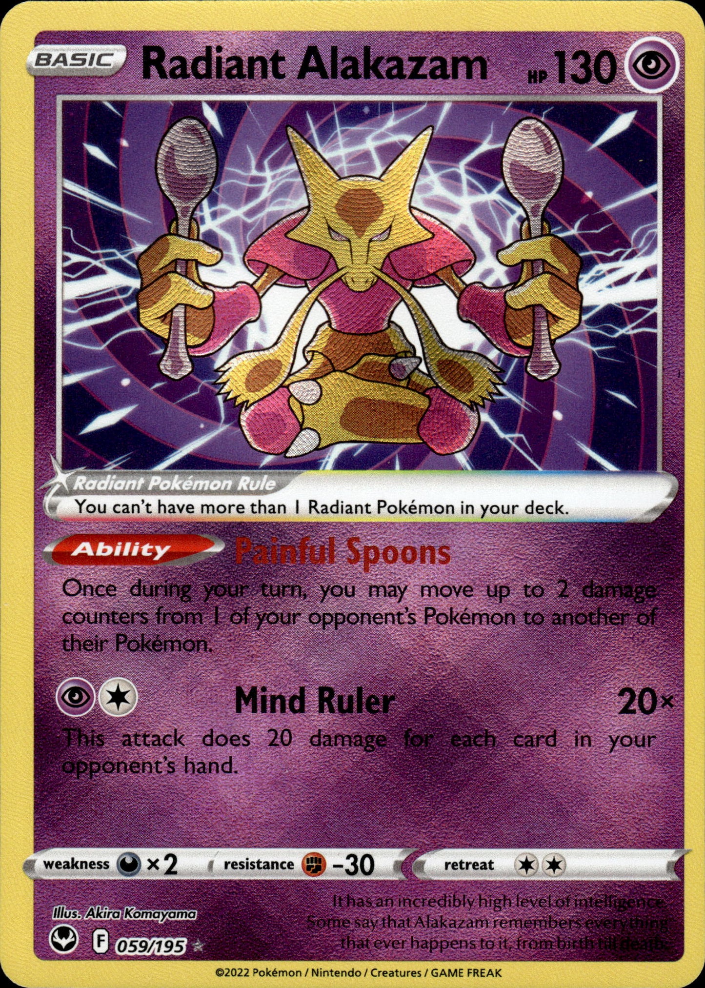 Radiant Alakazam - Silver Tempest 059/195 - Pokemon