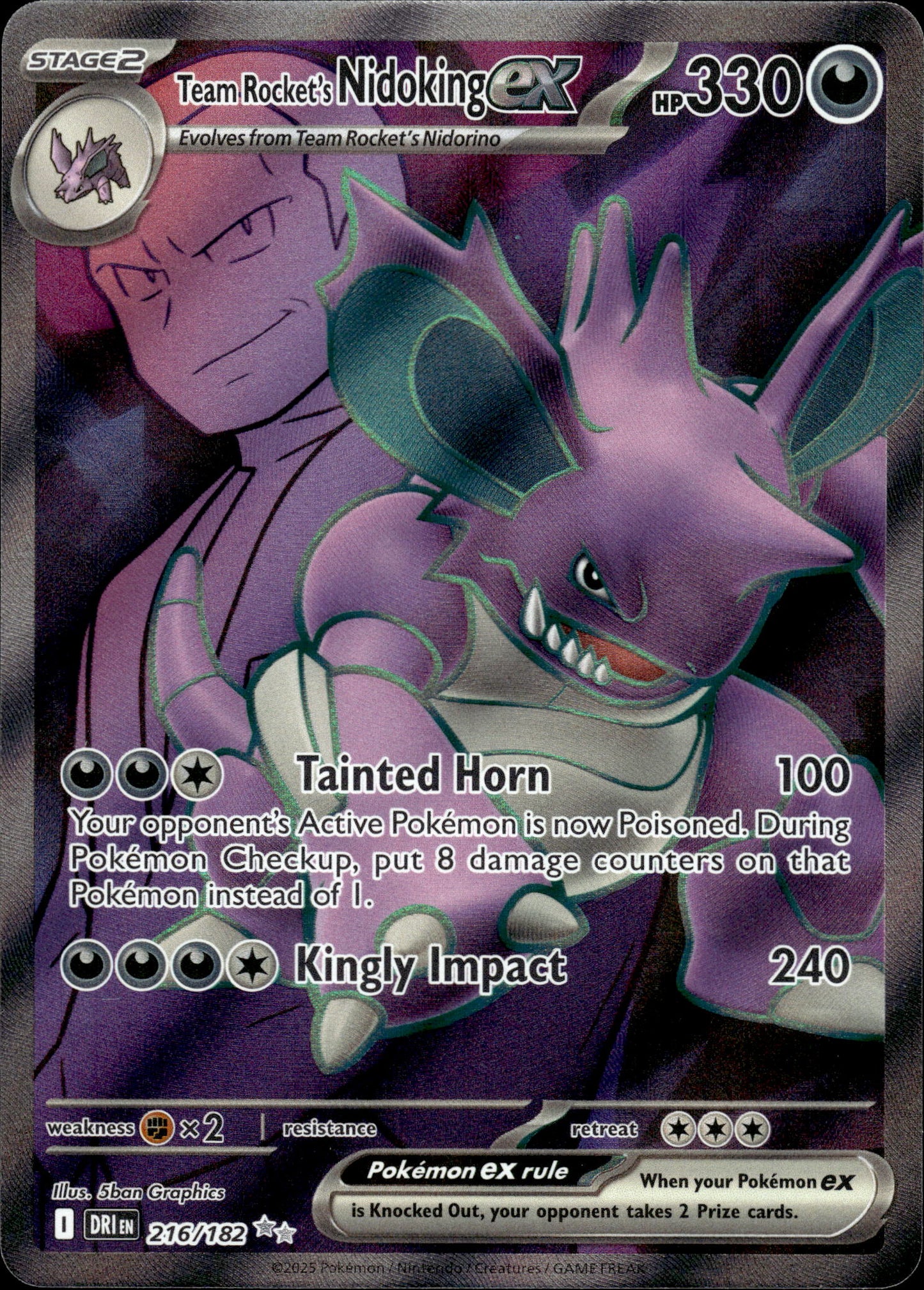 Team Rocket's Nidoking ex - Destined Rivals 216/182 - Pokemon