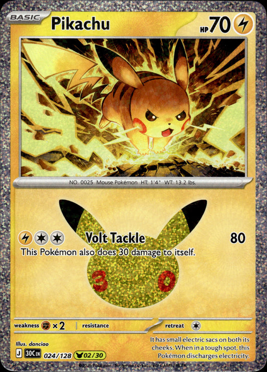 Pikachu - 30th Anniversary 024/128 02/30 - Pokemon