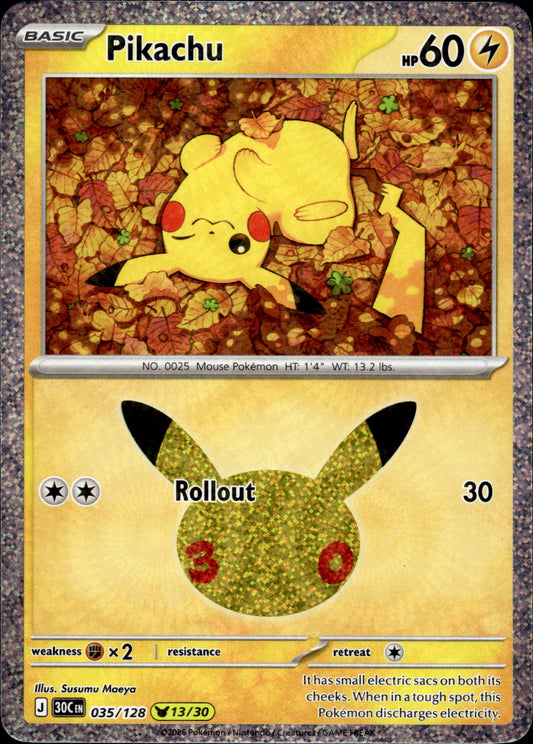 Pikachu - 30th Anniversary 035/128 13/30 - Pokemon