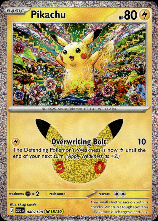 Pikachu - 30th Anniversary 040/128 18/30 - Pokemon