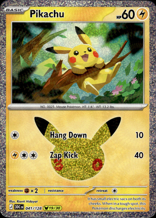Pikachu - 30th Anniversary 041/128 19/30 - Pokemon