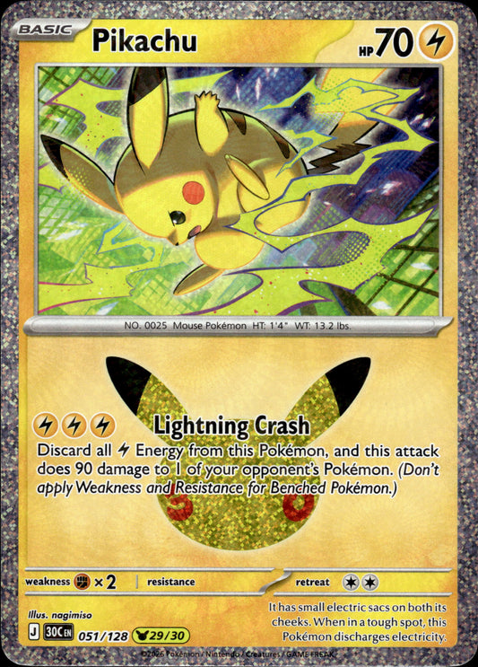 Pikachu - 30th Anniversary 051/128 29/30 - Pokemon