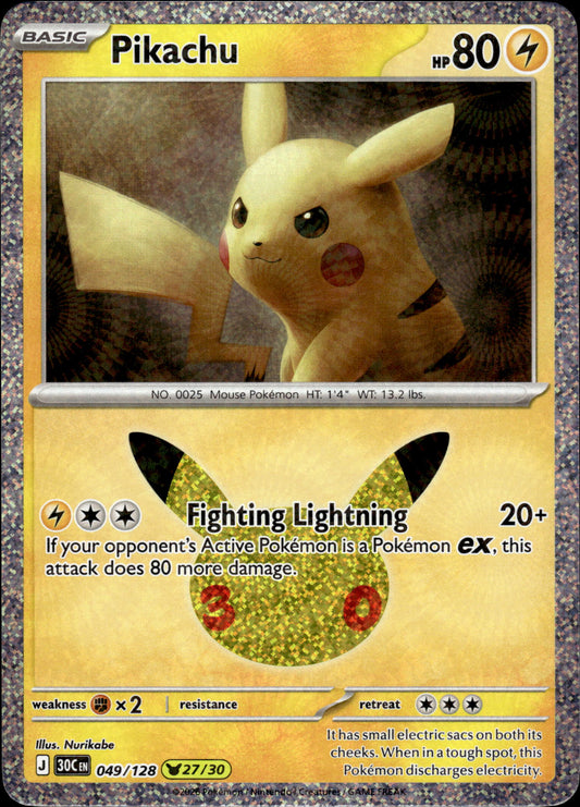 Pikachu - 30th Anniversary 049/128 27/30 - Pokemon