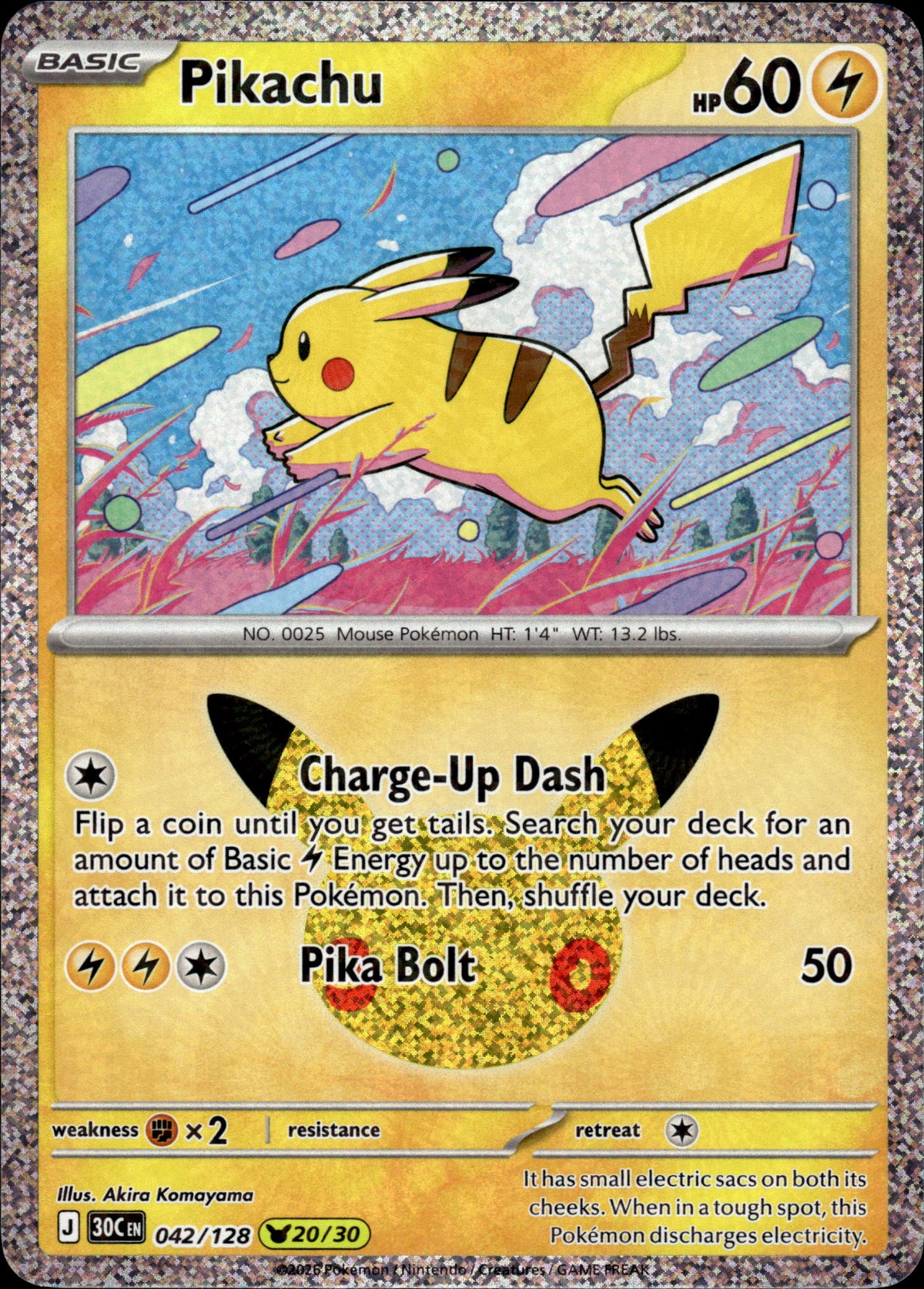 Pikachu - 30th Anniversary 042/128 20/30 - Pokemon