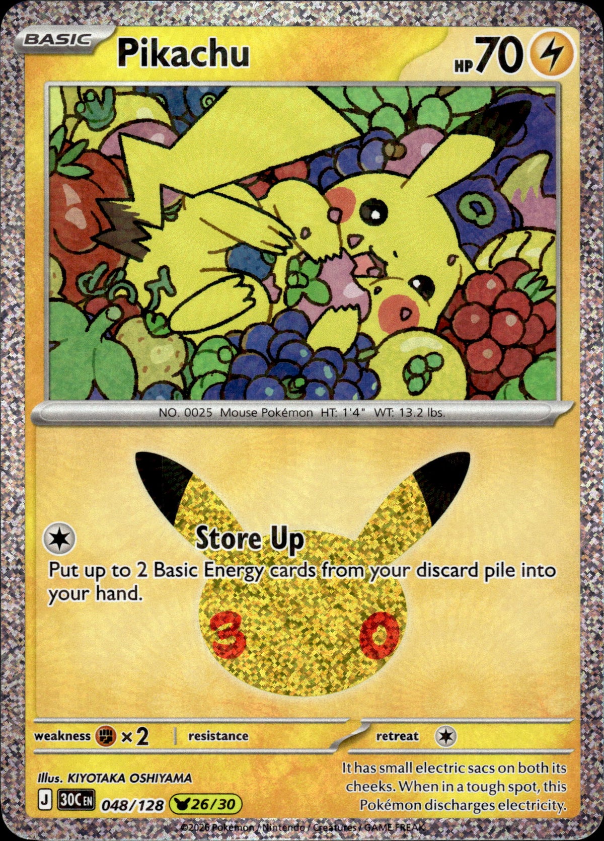 Pikachu - 30th Anniversary 048/128 26/30 - Pokemon
