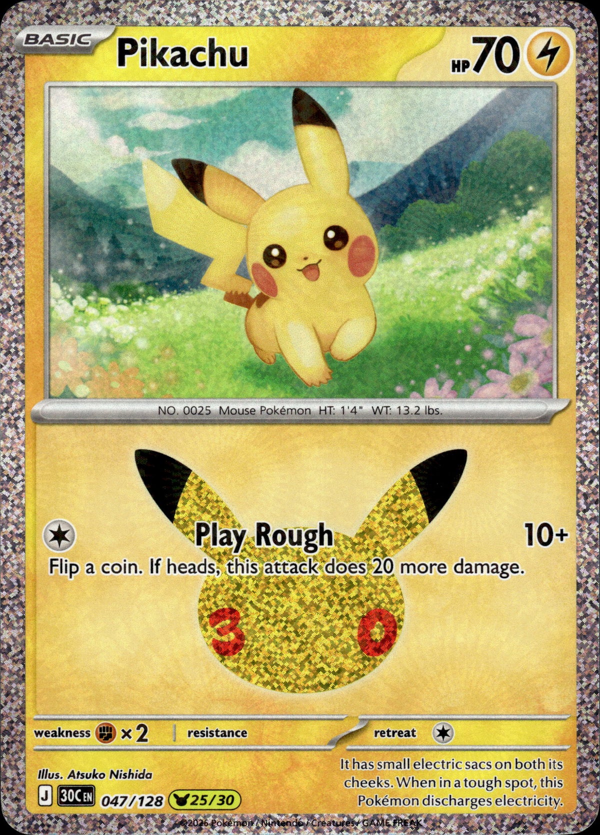 Pikachu - 30th Anniversary 047/128 25/30 - Pokemon