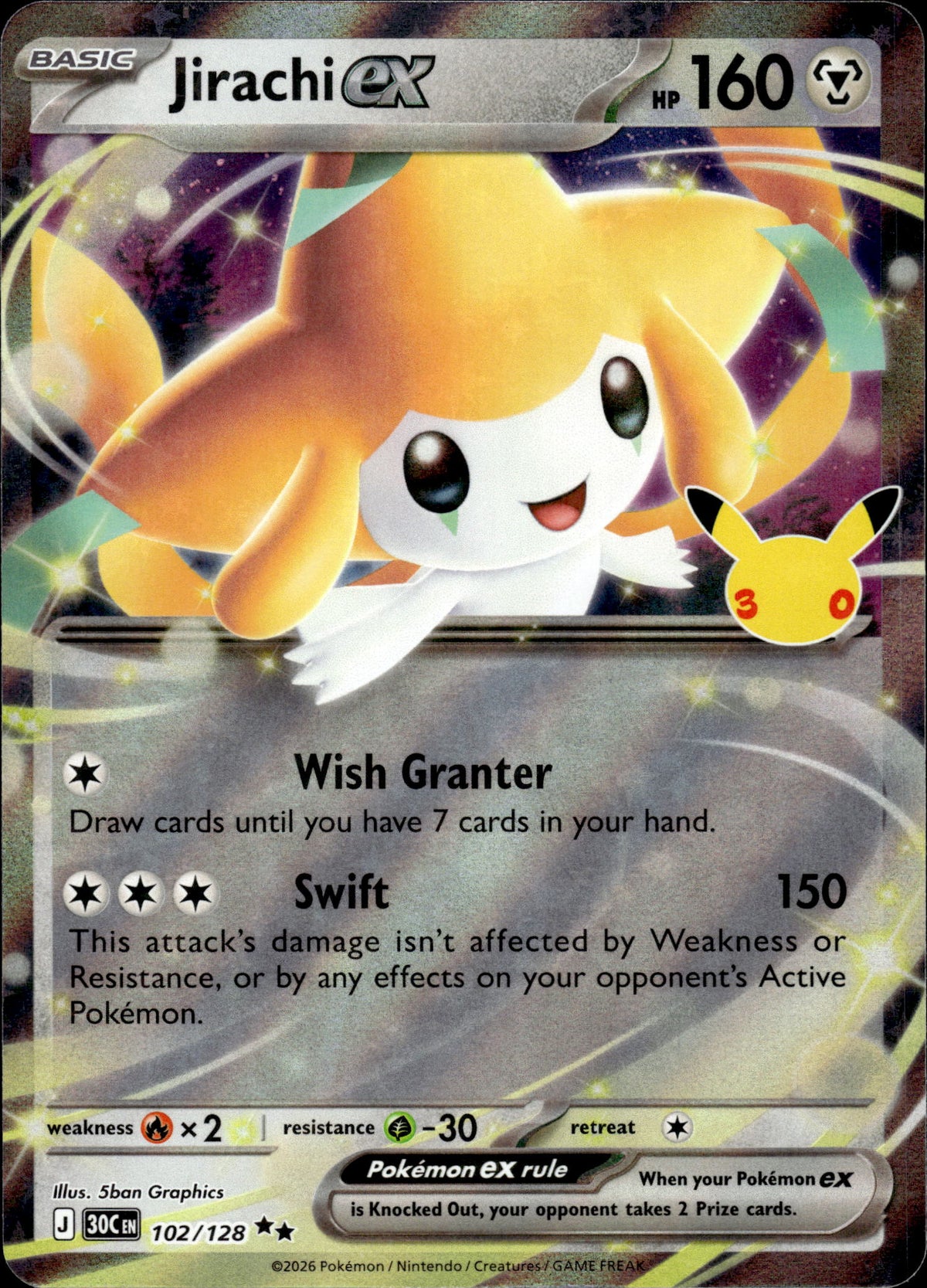 Jirachi ex - 30th Anniversary 102/128 - Pokemon