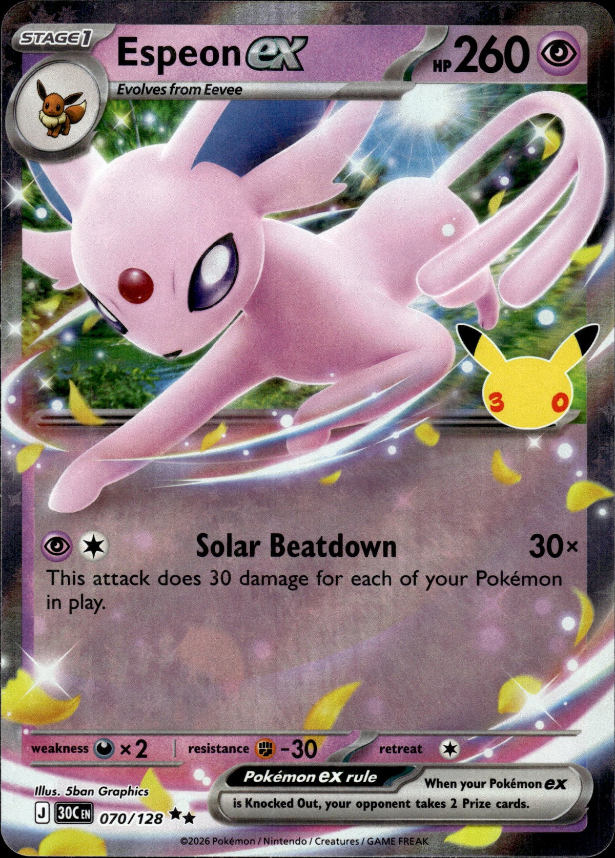 Espeon ex - 30th Anniversary 070/128 - Pokemon