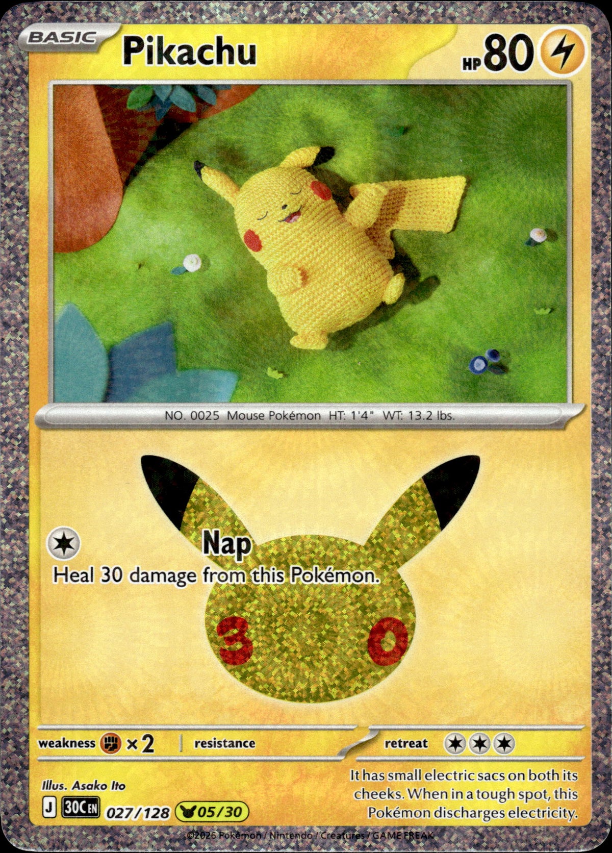Pikachu - 30th Anniversary 027/128 05/30 - Pokemon