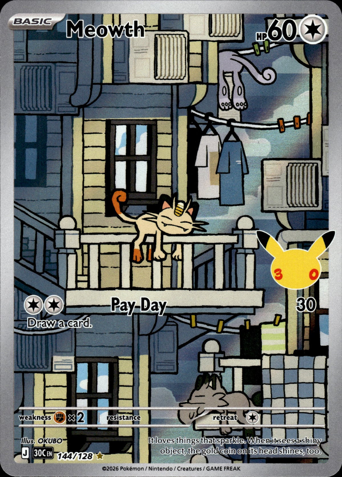 Meowth - 30th Anniversary 144/128 - Pokemon